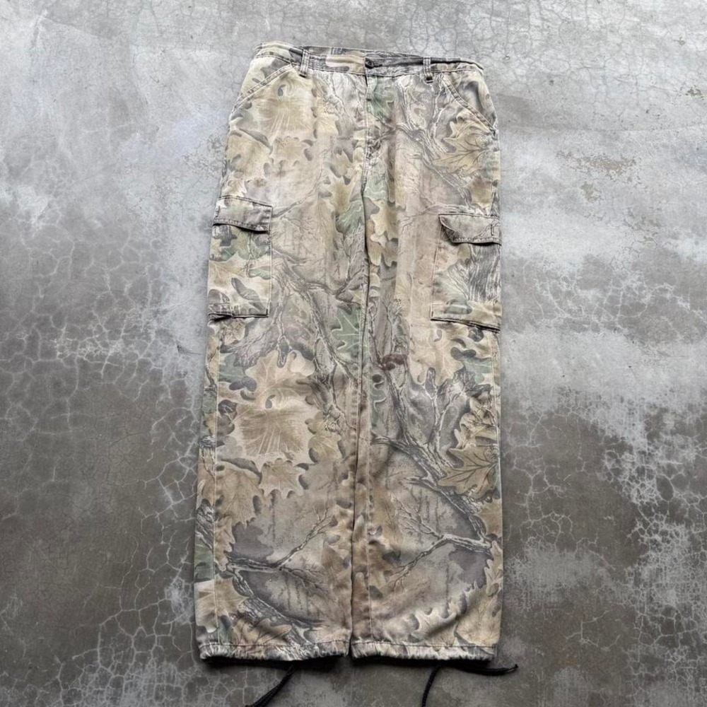 Vintage 90's Liberty Real tree camo faded wide leg baggy fit cotton cargo pants
